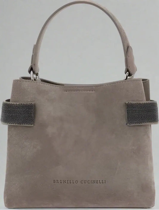 Brunello Cucinelli Women's Gray Leather Handbag - Free Shipping
