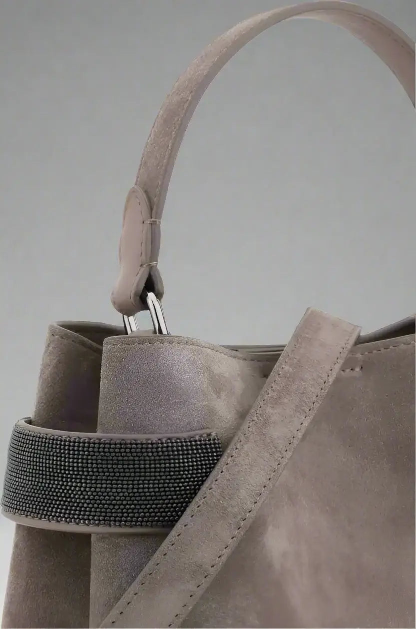 Brunello Cucinelli Women's Gray Leather Handbag - Free Shipping