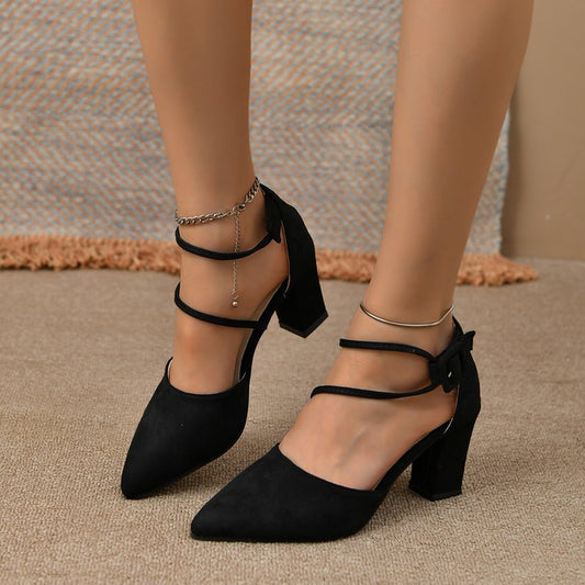 Pointed Toe Buckle Strap High Heel Sandals - Free Shipping