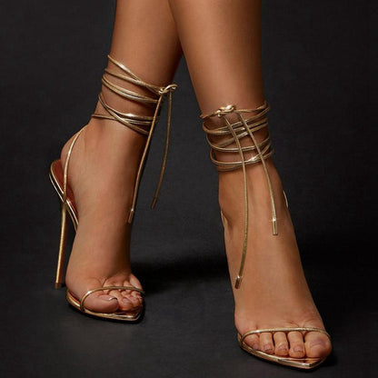 Ankle Strap Stiletto High Heels - Free Shipping