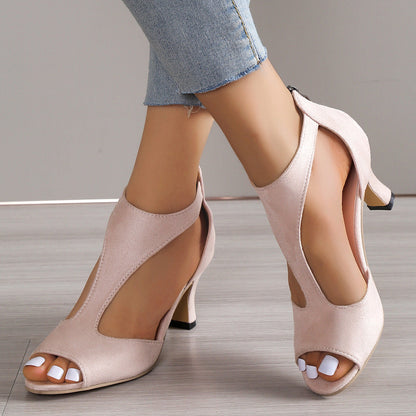 Peep-Toe Back Zipper Open-Toe Platform Heel Sandals - Free Shipping