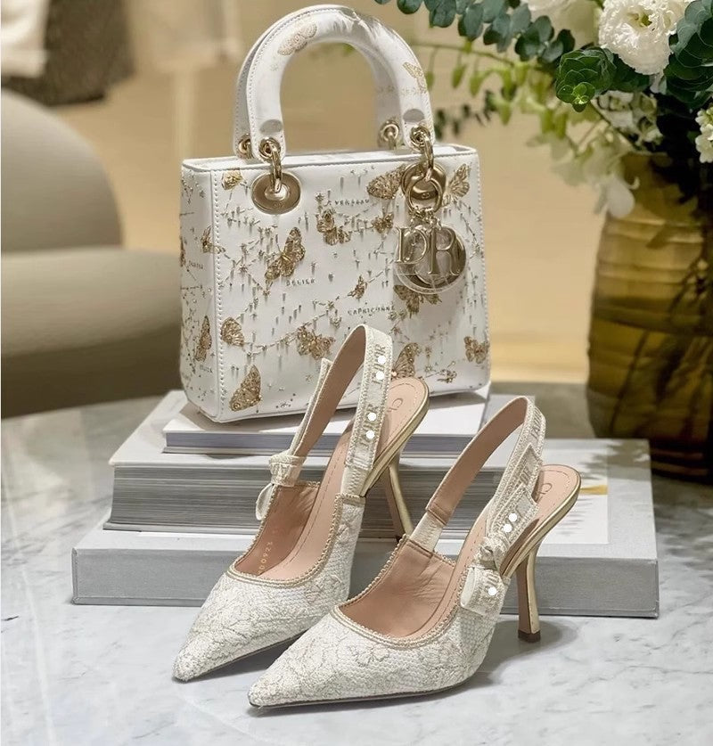 Gold Bow Strap Pointed Toe High Heel Sandals - Free Shipping