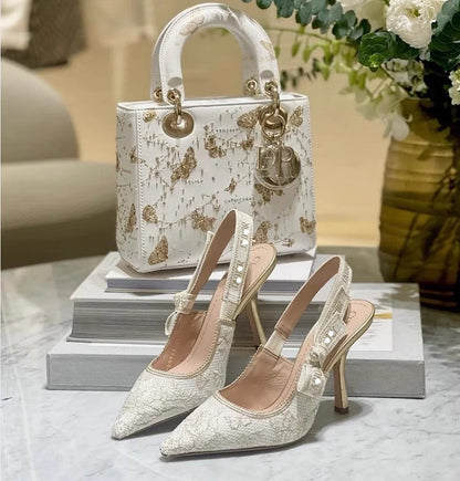 Gold Bow Strap Pointed Toe High Heel Sandals - Free Shipping