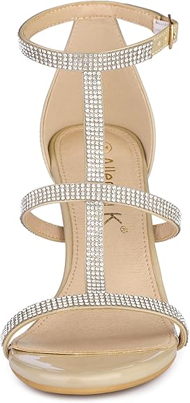 Glamorous Rhinestone Ankle T- Strap Open Toe Stiletto High Heels Sandals - Free Shipping