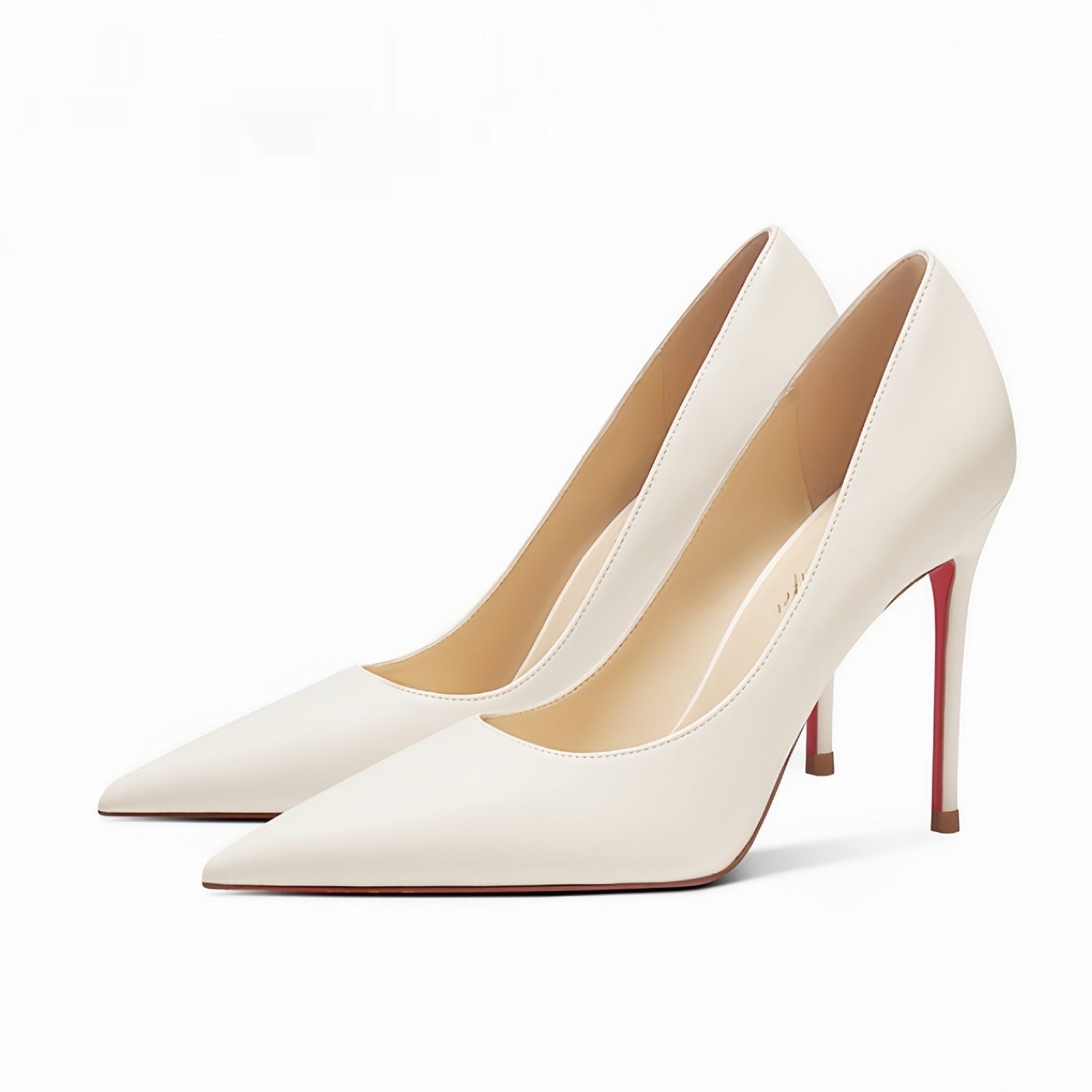 Pointed-Toe Sheepskin Slip-On Leather Stiletto High Heels - Free Shipping