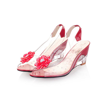 Transparent Crystal Peep Toe Sandals - Free Shipping