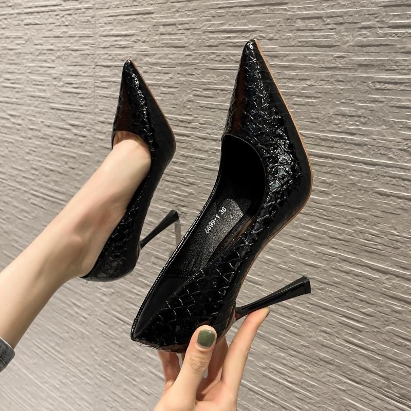 Snake-Print Pointed Toe Stiletto Heels - Free Shipping