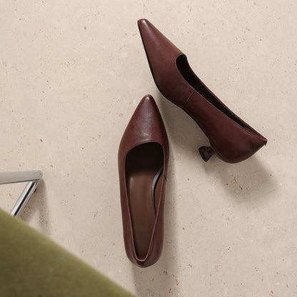Pointed-Toe Cowhide Kitten Heels - Free Shipping