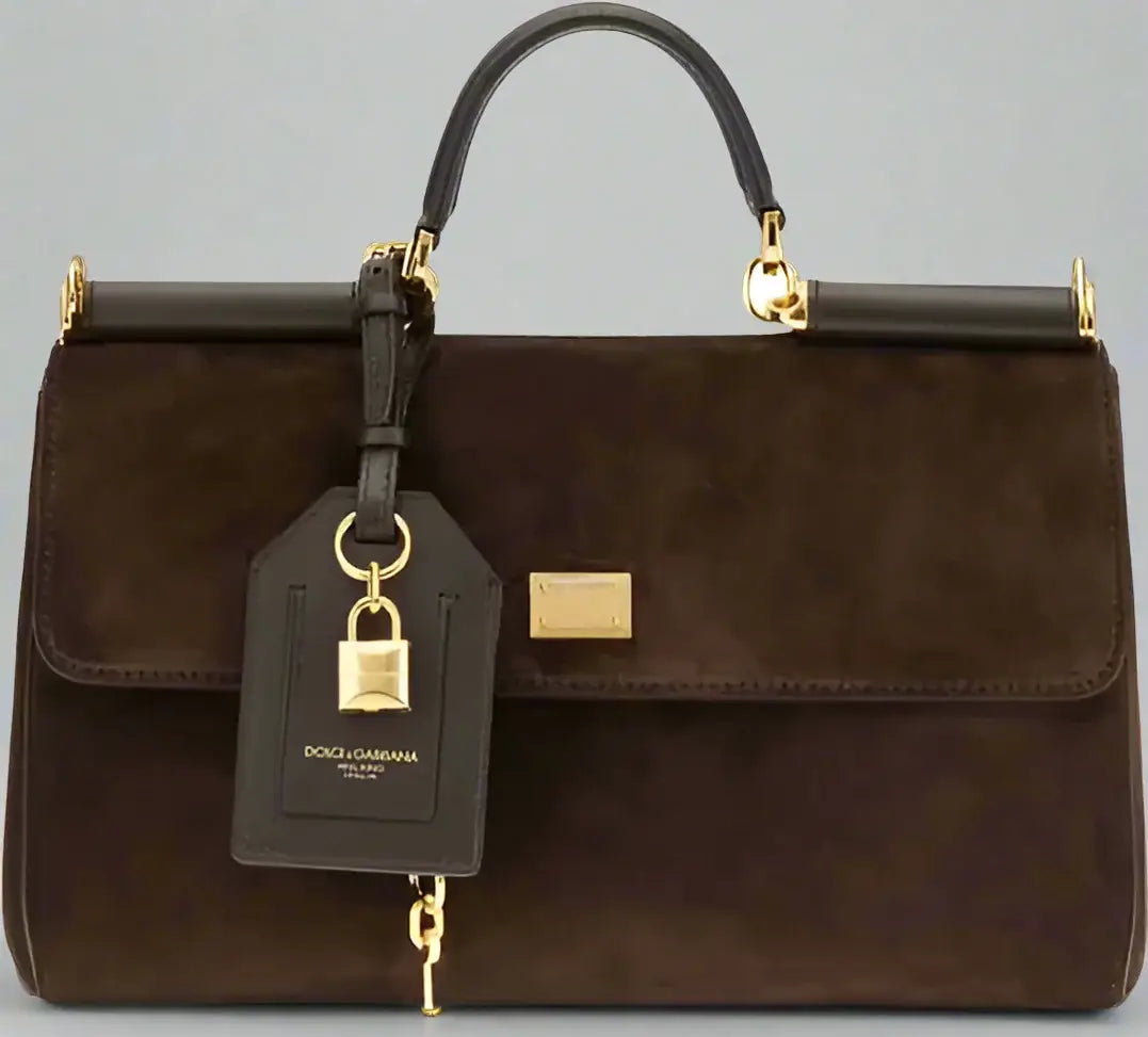 Dolce & Gabana Brown Suede My Sicily Handbag - Free Shipping