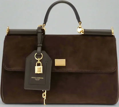 Dolce & Gabana Brown Suede My Sicily Handbag - Free Shipping