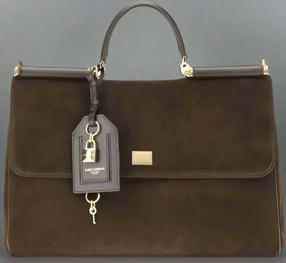 Dolce & Gabbana Sicily Brown Suede Handbag - Free Shipping