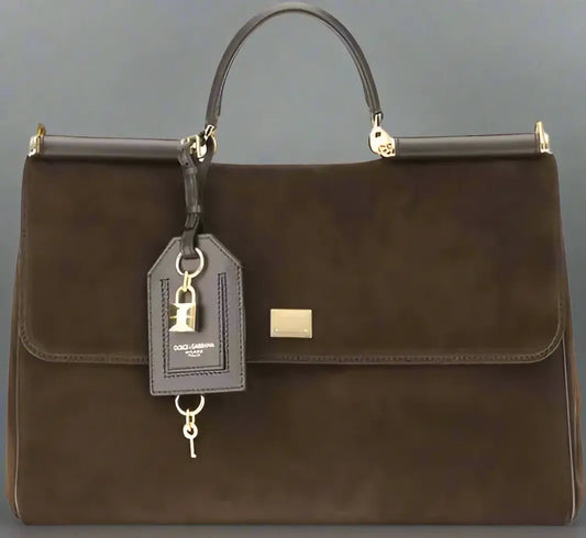 Dolce & Gabbana Sicily Brown Suede Handbag - Free Shipping