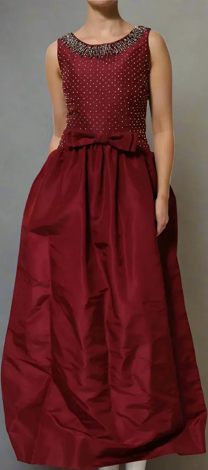 Dolce & Gabbana Burgundy Silk Beaded Evening Gown Dress - Free Shipping