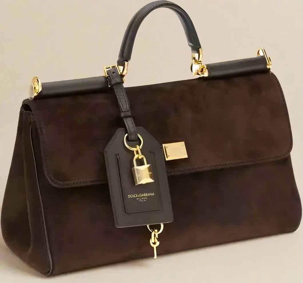 Dolce & Gabana Brown Suede My Sicily Handbag - Free Shipping