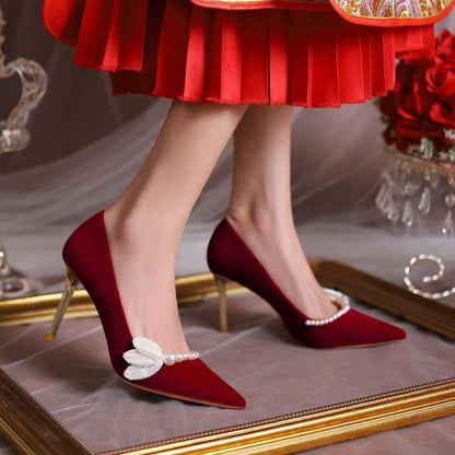 Open-Toe Crossover Strap Mary Jane Stiletto Heels - Free Shipping