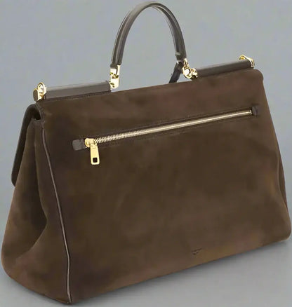 Dolce & Gabbana Sicily Brown Suede Handbag - Free Shipping
