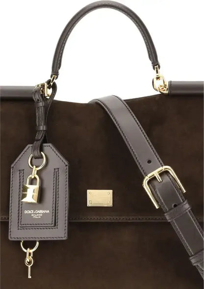 Dolce & Gabbana Sicily Brown Suede Handbag - Free Shipping