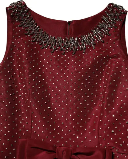 Dolce & Gabbana Burgundy Silk Beaded Evening Gown Dress - Free Shipping