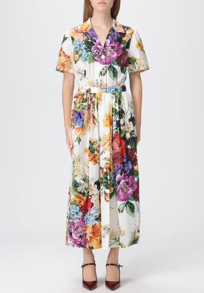 Dolce & Gabbana Flower Bouquet Print Chemisier Dress - Free Shipping