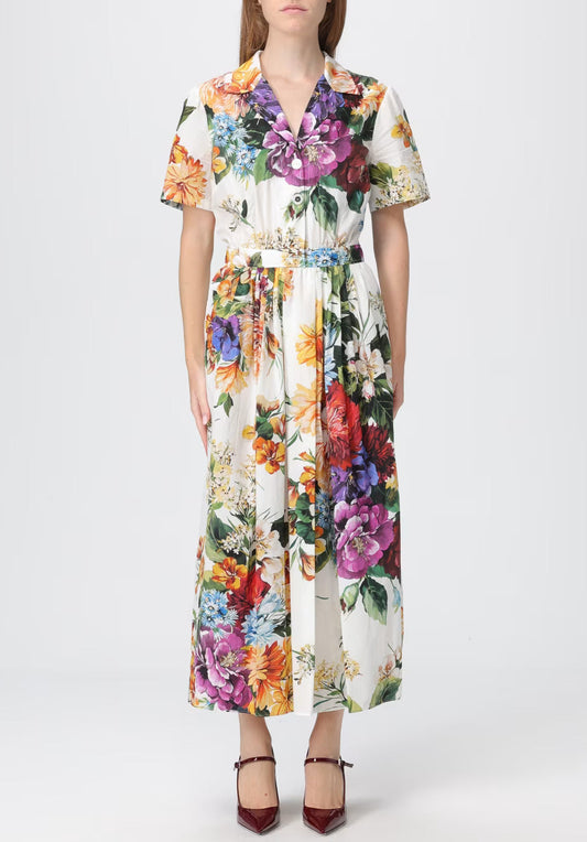 Dolce & Gabbana Flower Bouquet Print Chemisier Dress - Free Shipping