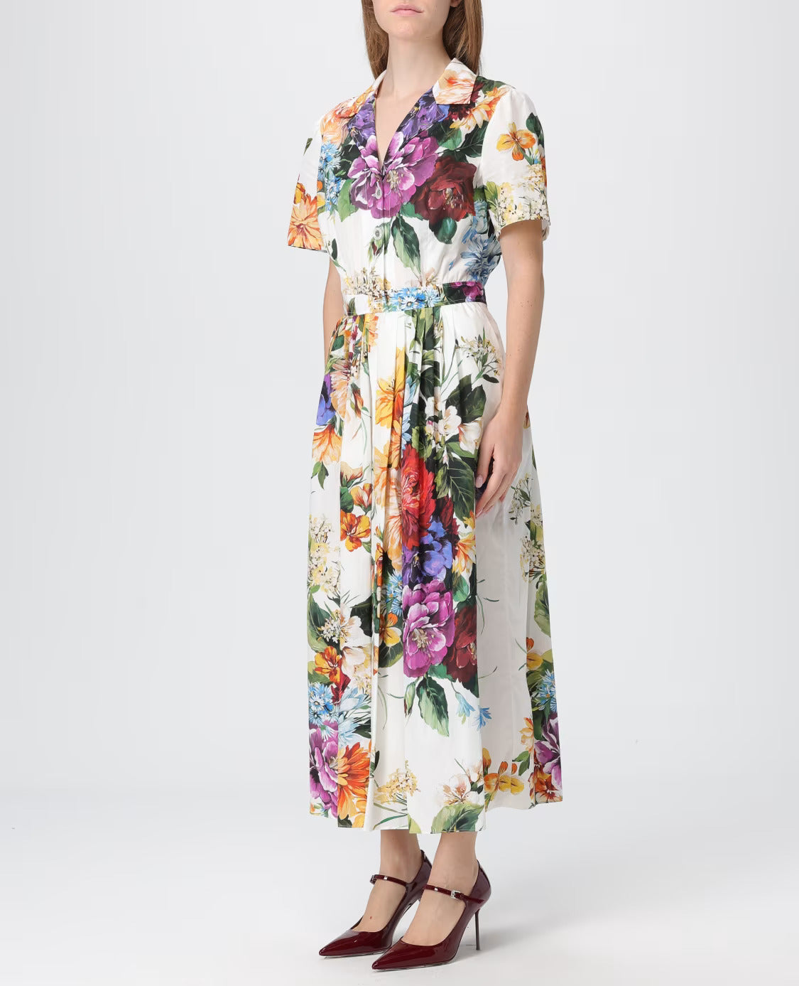 Dolce & Gabbana Flower Bouquet Print Chemisier Dress - Free Shipping
