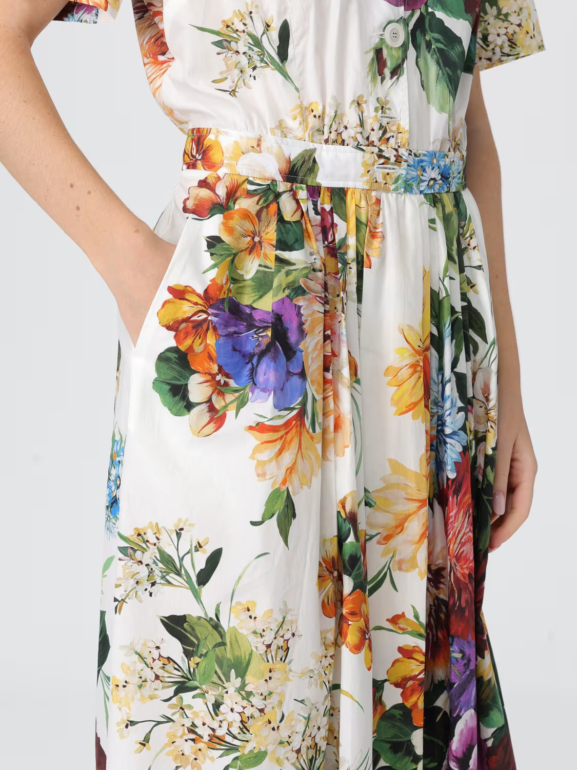 Dolce & Gabbana Flower Bouquet Print Chemisier Dress - Free Shipping