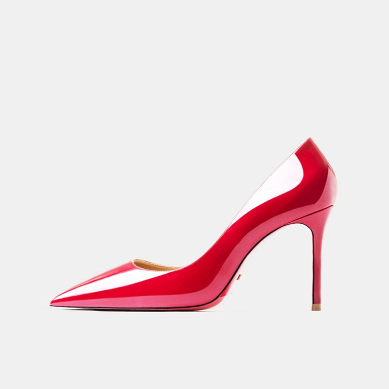 Sophisticated Patent Leather Pointed Toe Stiletto Heels - Free Shipping