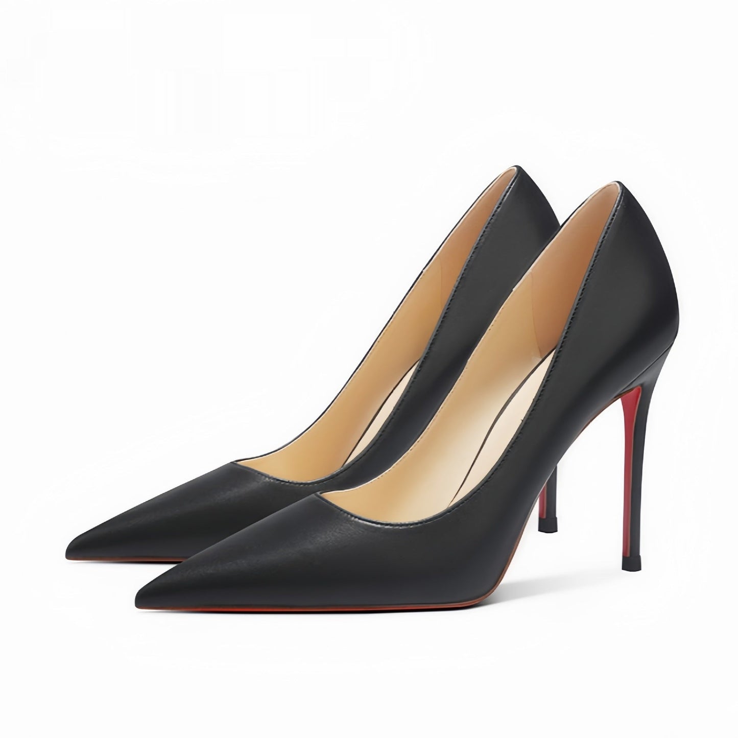 Pointed-Toe Sheepskin Slip-On Leather Stiletto High Heels - Free Shipping