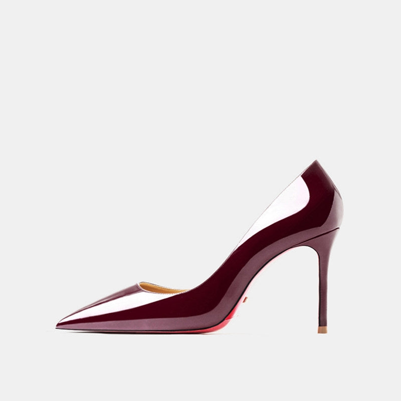 Sophisticated Patent Leather Pointed Toe Stiletto Heels - Free Shipping
