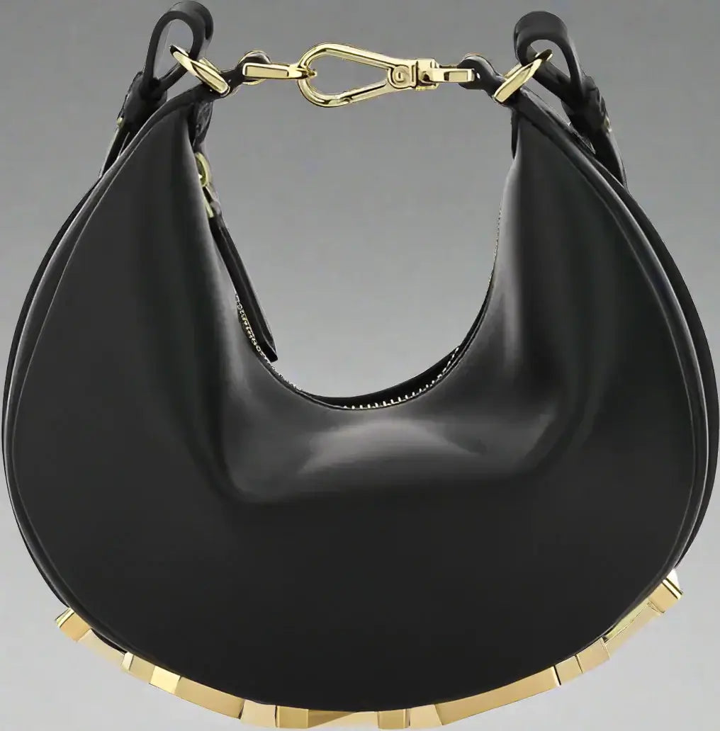 FENDI Black Leather Fendigraphy Ring Mini Handbag - Free Shipping
