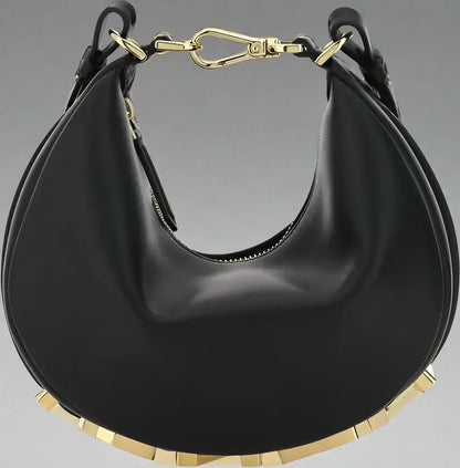 FENDI Black Leather Fendigraphy Ring Mini Handbag - Free Shipping