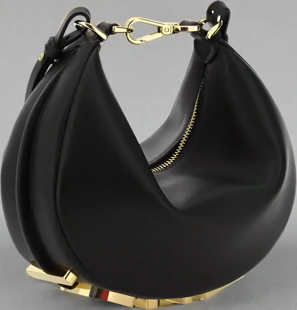 FENDI Black Leather Fendigraphy Ring Mini Handbag - Free Shipping