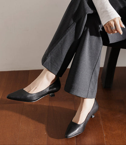 Pointed-Toe Cowhide Kitten Heels - Free Shipping