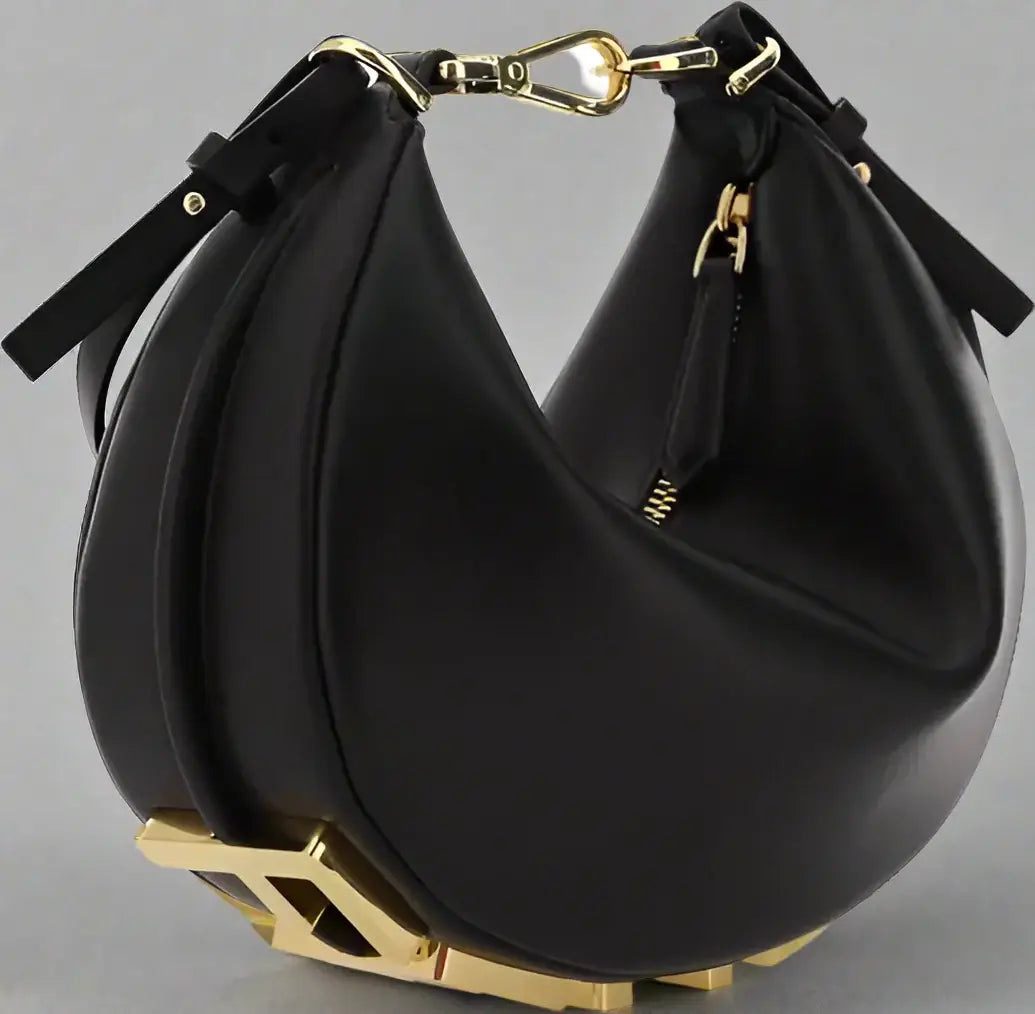 FENDI Black Leather Fendigraphy Ring Mini Handbag - Free Shipping