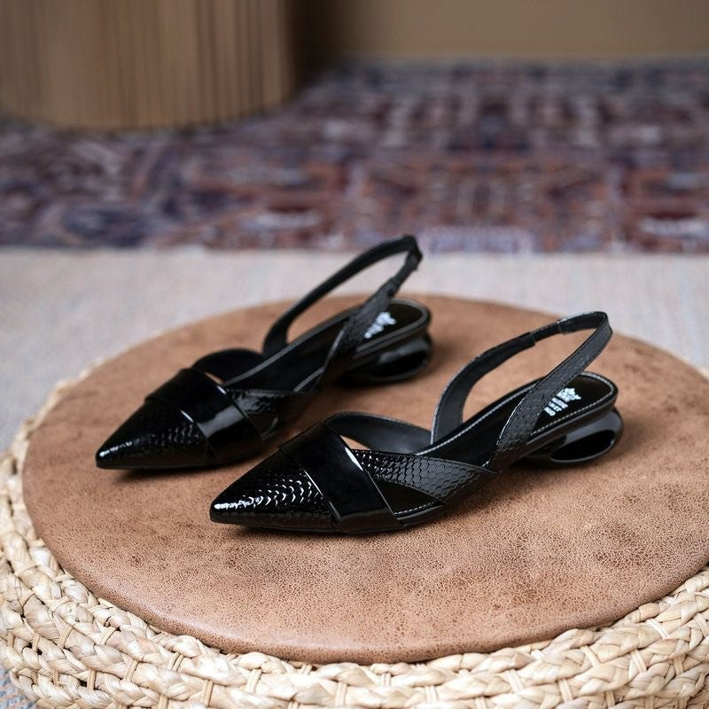 Patent Leather Pointed Toe Cutout Sandals - Free Shipping