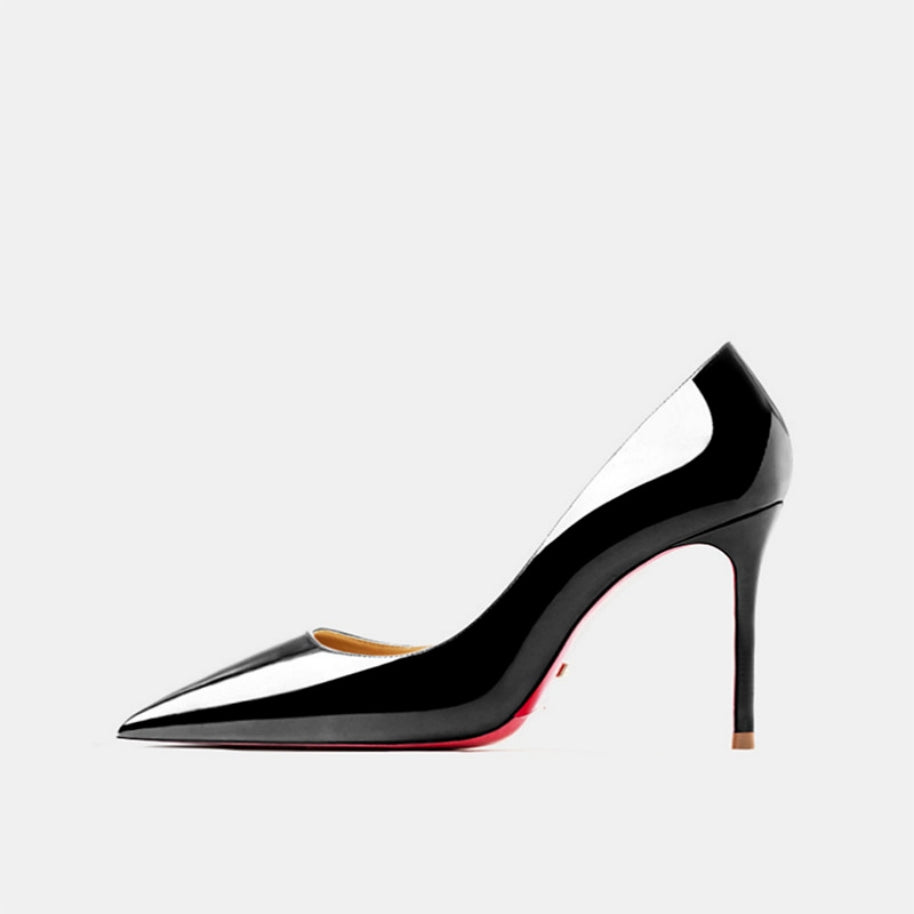 Sophisticated Patent Leather Pointed Toe Stiletto Heels - Free Shipping