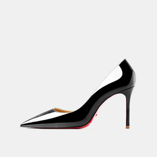 Patent Leather Pointed Toe Stiletto Heels - Free Shipping