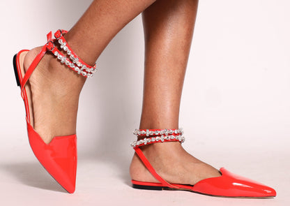 Rosalind Flats Red Extended Sizes - Free Shipping