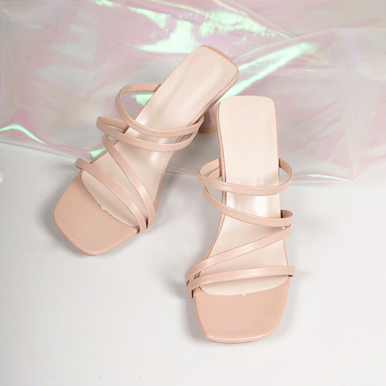 Plus-Size Square Toe Stiletto Heel Sandals - Free Shipping