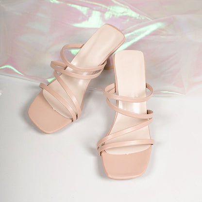 Plus-Size Square Toe Stiletto Heel Sandals - Free Shipping