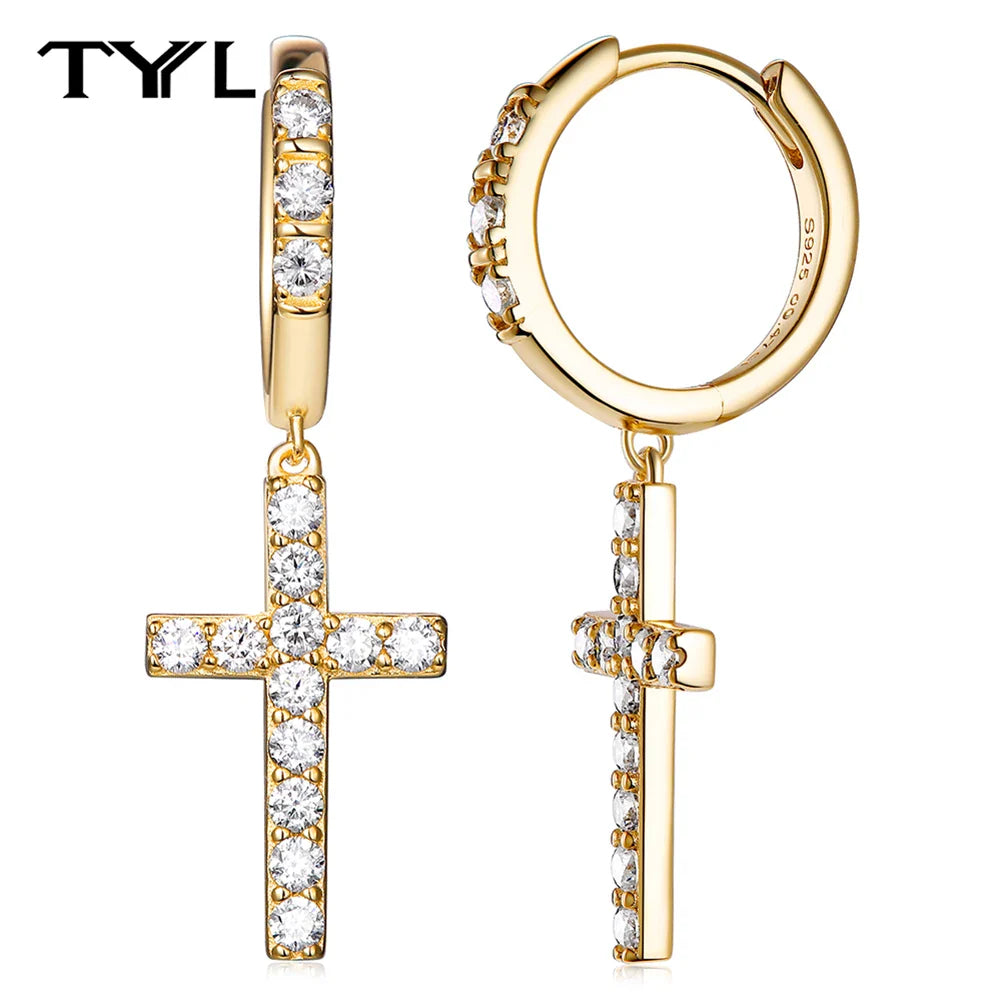 Moissanite VVS1 Drop Earrings 18K Gold Plated 925 Sterling Round Pear Square - Free Shipping
