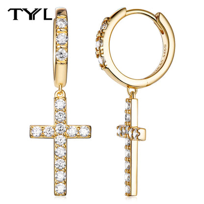 Moissanite VVS1 Drop Earrings 18K Gold Plated 925 Sterling Round Pear Square - Free Shipping