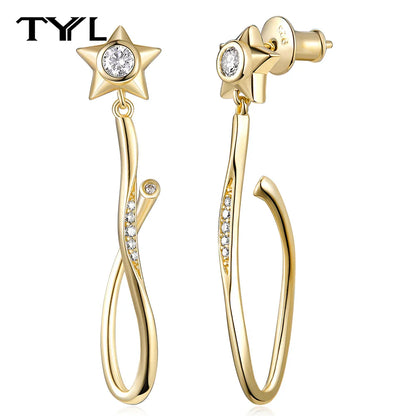 Moissanite VVS1 Drop Earrings 18K Gold Plated 925 Sterling Round Pear Square - Free Shipping