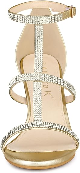 Glamorous Rhinestone Ankle T- Strap Open Toe Stiletto High Heels Sandals - Free Shipping