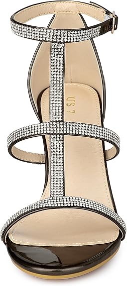 Glamorous Rhinestone Ankle T- Strap Open Toe Stiletto High Heels Sandals - Free Shipping