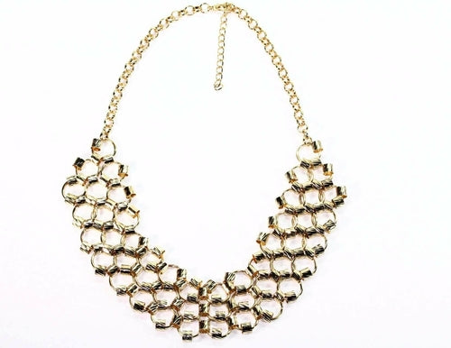 Honeycomb Gold Plated Necklace Pendant - Free Shipping