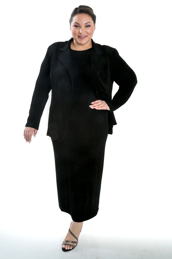 Elegant Plus Size Black One-Button Long Sleeve Blazer- Free Shipping