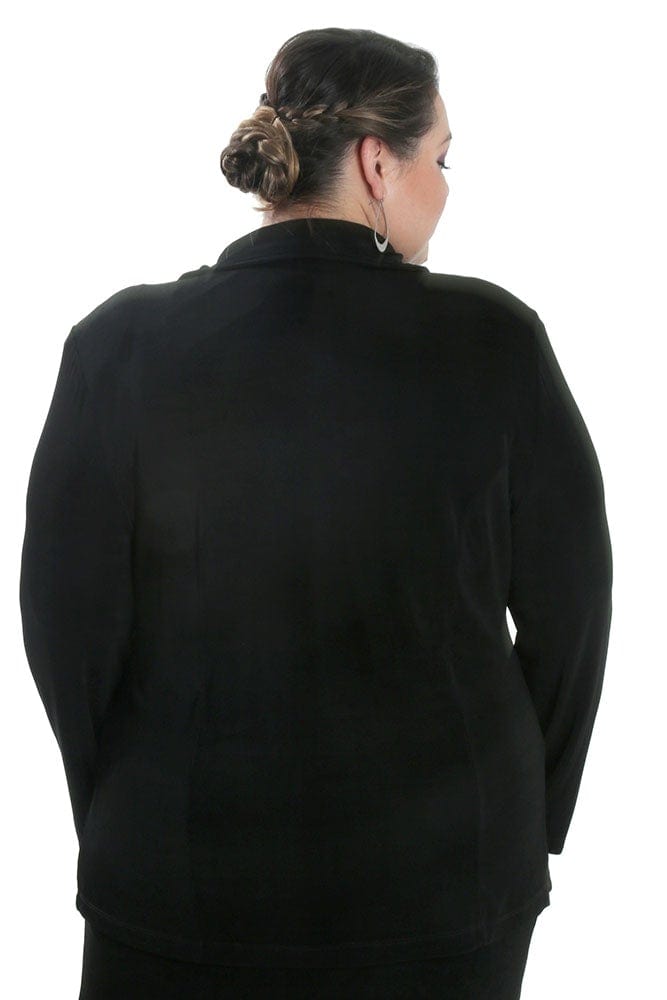 Elegant Plus Size Black One-Button Long Sleeve Blazer- Free Shipping