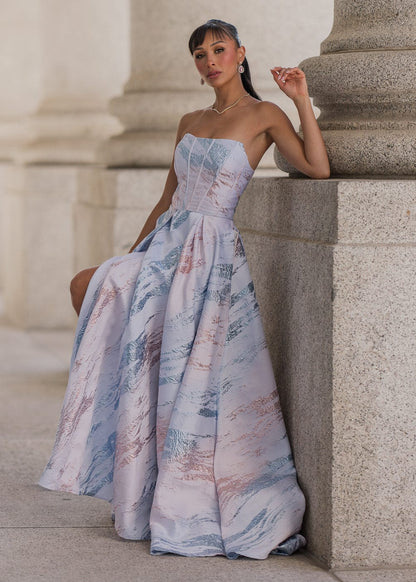 Beautiful Blue Nessa Metallic Dress Sizes 00-34 - Free Shipping