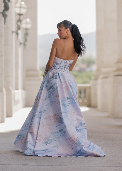 Beautiful Blue Nessa Metallic Dress Sizes 00-34 - Free Shipping